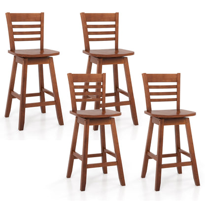 Goflame Wood Bar Stools, Swivel Counter Height Bar Stools with Slatted Hollow Back & Ergonomic Contoured Seat