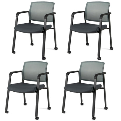 Goflame Waiting Room Chair Set, Rolling Office Desk Chairs with PU Wheels (2 / 4 / 6 / 8 / 10 / 12 Pack Options)