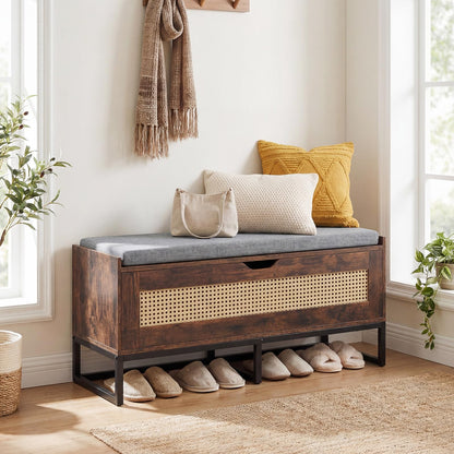 Goflame Flip-Top Entryway Bench with Removable Padded Seat & Hidden Storage