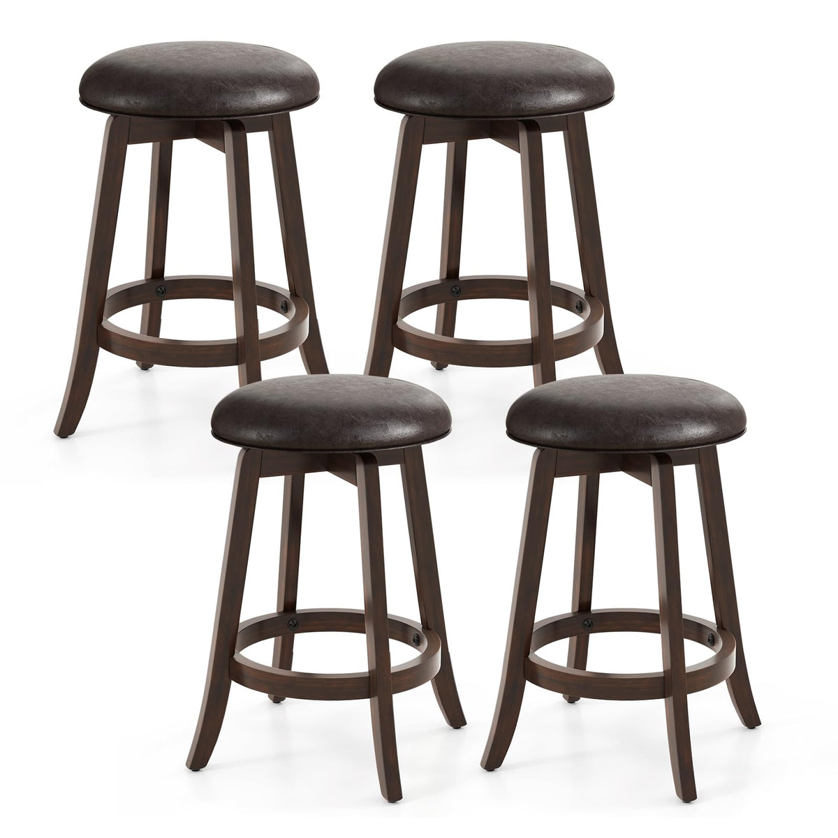 Goflame Bar Stools Set， 29"/ 24" Bar Height Bar Stools w/ 360° Swivel Round Seat & Footrest