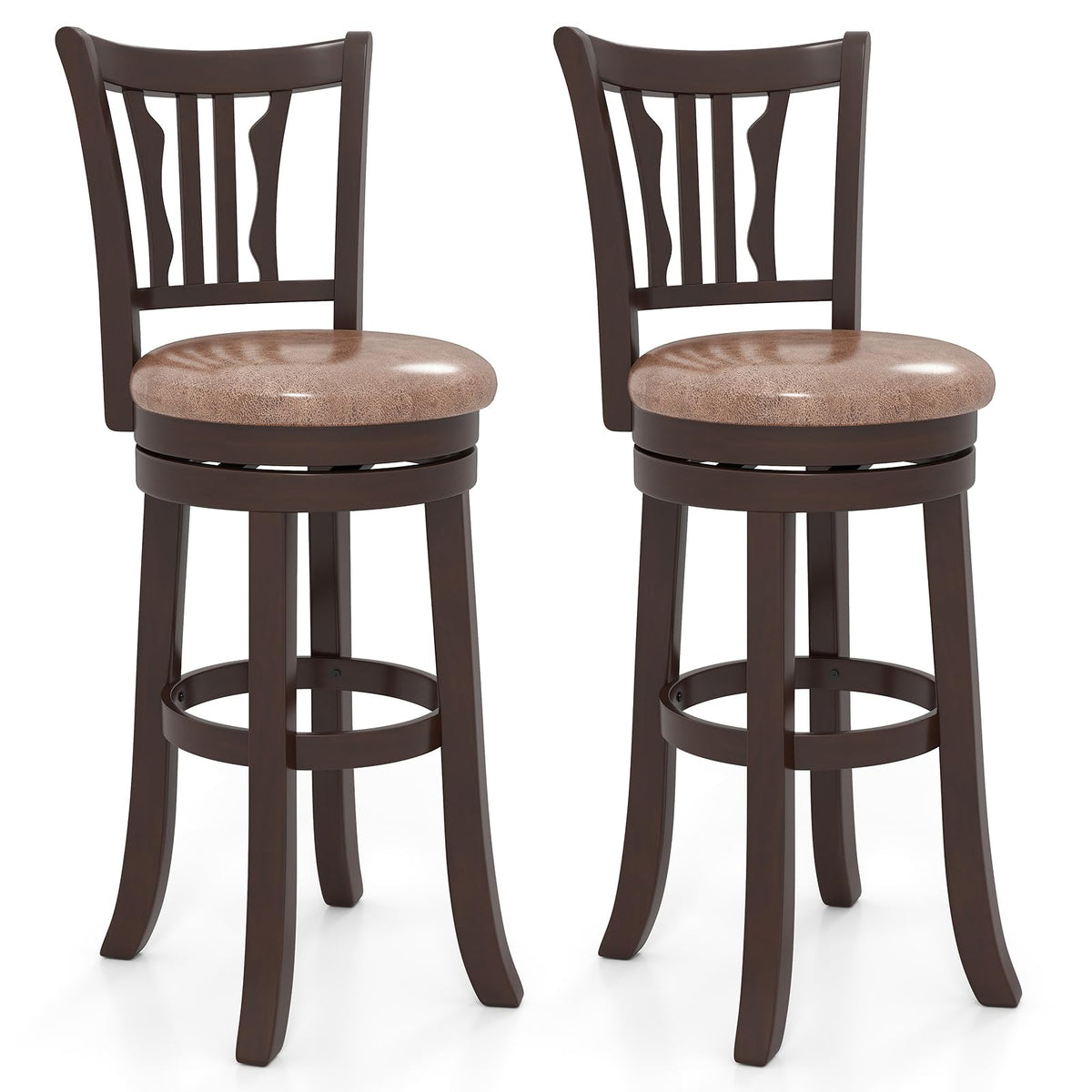 Goflame 30" Upholstered Bar Height Swivel Bar Stools Set of 2/4 with Back and Solid Rubber Frame