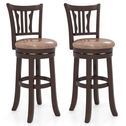 Goflame 30" Upholstered Bar Height Swivel Bar Stools Set of 2/4 with Back and Solid Rubber Frame