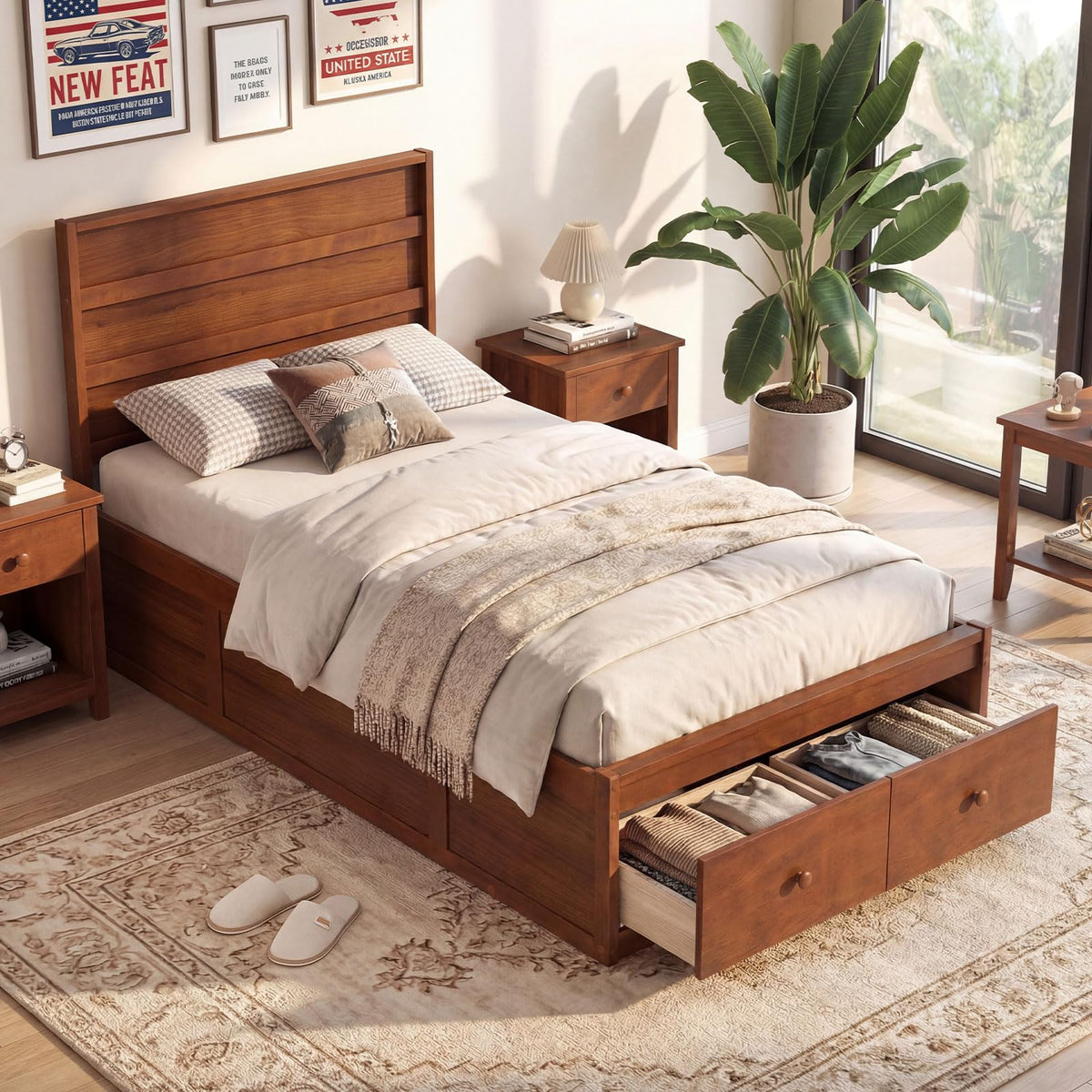 Goflame Bed Frame with Storage Drawers