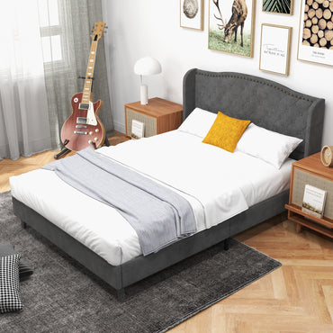Goflame Queen/Full Size Velvet Upholstered Bed Frame