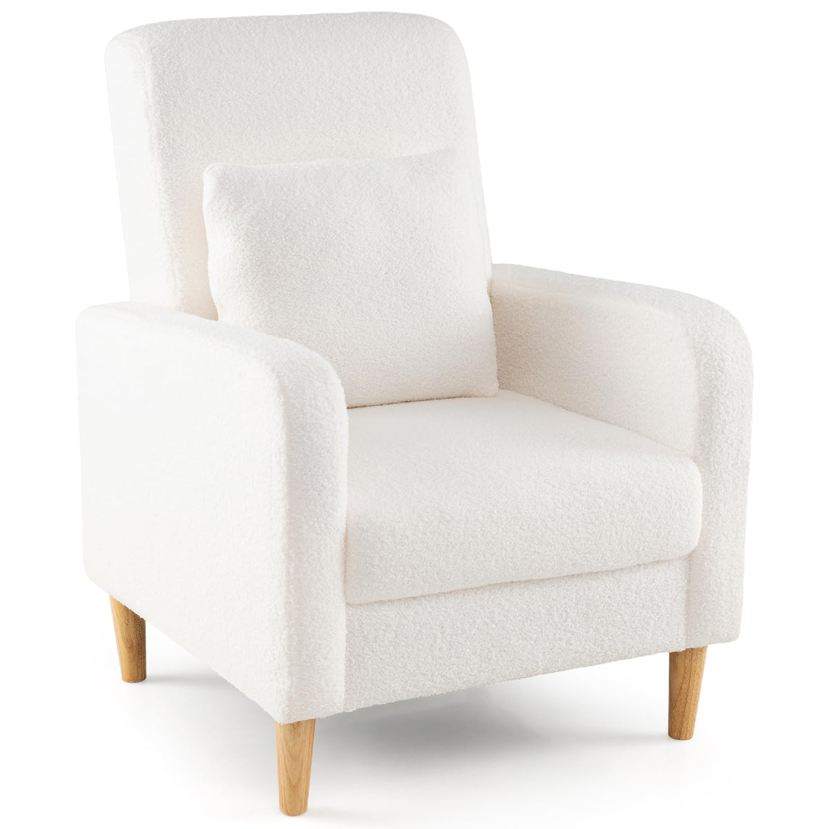 Goflame Modern Accent Chair with Lumbar Pillow Teddy Fleece Cover
