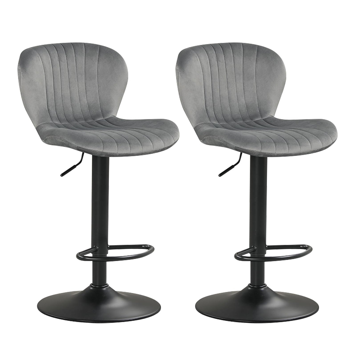 Goflame Bar Stools Set of 2/4 | Adjustable Counter Height Chairs with Velvet Upholstered Backrests