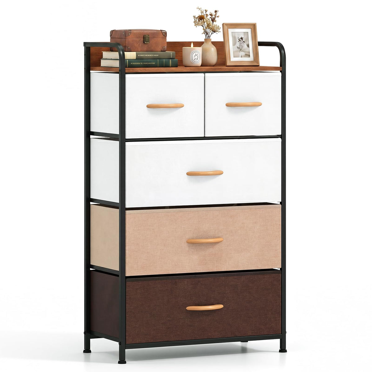 Goflame 5-Drawer Fabric Dresser with Removable Fabric Bins