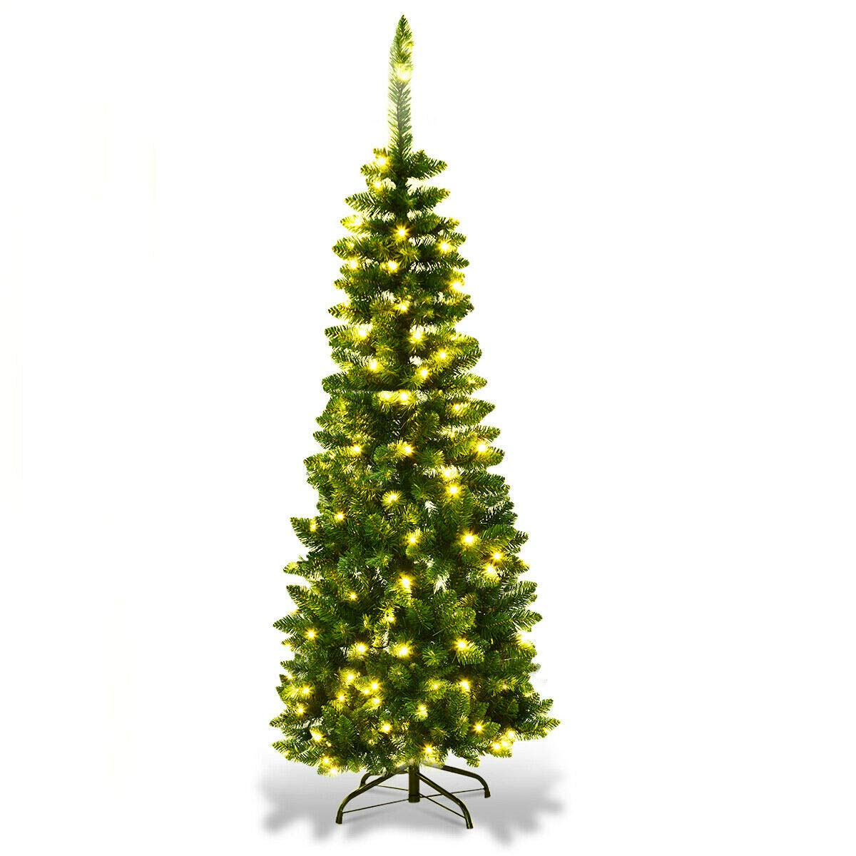 Goflame Prelit Pencil Christmas Tree, 4.5FT Premium Hinged Fir Tree - GoflameUS
