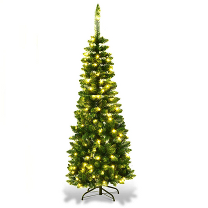 Goflame Prelit Pencil Christmas Tree, 4.5FT Premium Hinged Fir Tree - GoflameUS