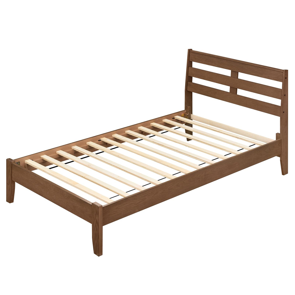 Goflame Twin Size Bed Frame with Slat Headboard
