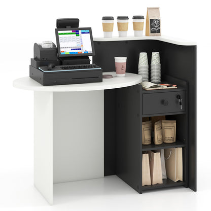 Goflame Front Counter Desk with Lockable Drawer