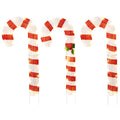 Goflame Lighted Candy Canes, Set of 3 Christmas Tinsel Candy Cane Decoration with 75 Warm White LED Lights