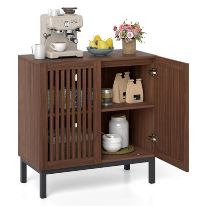 Goflame Sideboard Buffet Cabinet | 32" Farmhouse Coffee Bar with Slatted Doors