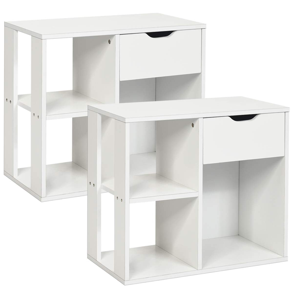 Goflame 3 Cube Bookcase with Drawer, 2 Tier Bookshelf for Small Space, Modern Freestandin
