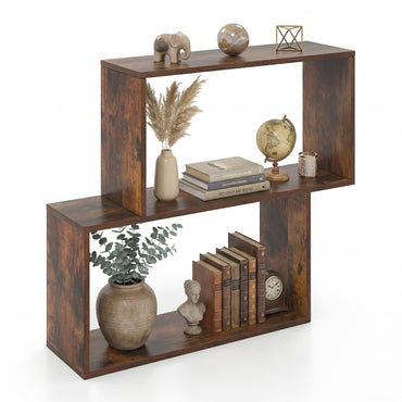 Goflame Geometric Bookcase Side Table with Open Storage