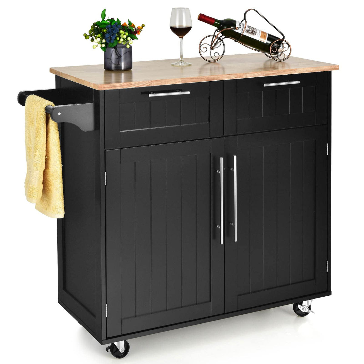 Goflame Kitchen Island Cart Rolling Storage Trolley Cart