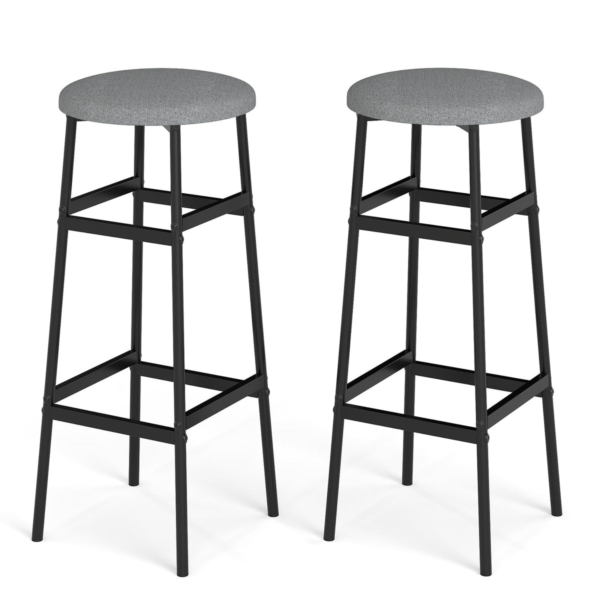 Goflame 29 Inch Bar Stools Set of 2/4 Upholstered Round Backless Bar Height Chairs with Sturdy Metal Frame and Footrest