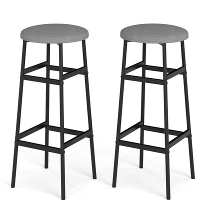 Goflame 29 Inch Bar Stools Set of 2/4 Upholstered Round Backless Bar Height Chairs with Sturdy Metal Frame and Footrest