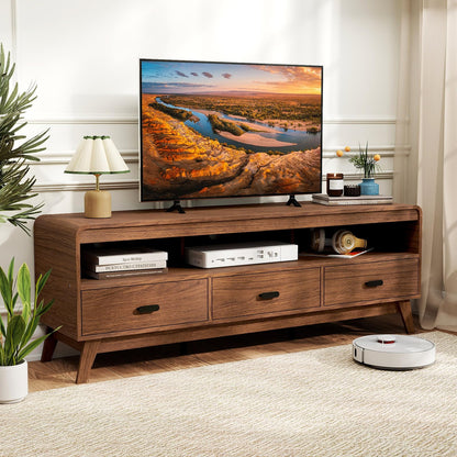 Goflame TV Stand for 60-70 Inch TV Mid-Century Modern Entertainment Center with 3 Storage Drawers