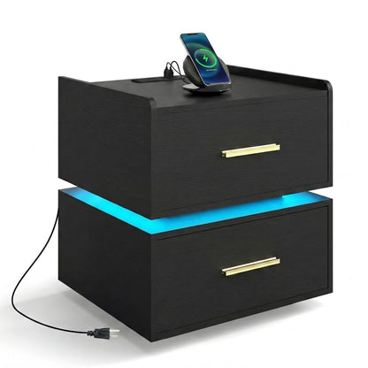 Goflame LED Night Stand with Charging Station & 2 Storage Drawers (1/2)