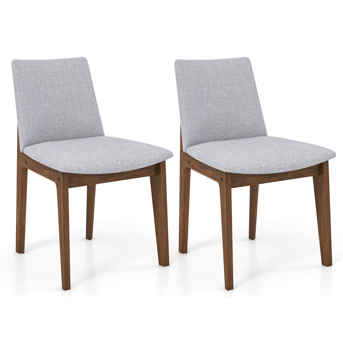 Goflame Upholstered Dining Chairs Set of 2/4, Linen Fabric Wooden Kitchen Chairs w/Rubber Wood Frame