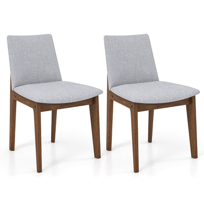 Goflame Upholstered Dining Chairs Set of 2/4, Linen Fabric Wooden Kitchen Chairs w/Rubber Wood Frame