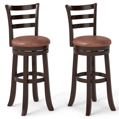 Goflame 30" Counter Height Swivel Barstools Set of 2/4 with Faux Leather Seat and Wrap-around Footrest