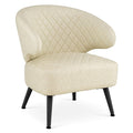 Goflame Mid Century Modern Accent Leather Upholstered Armchair with Robust Metal Legs (1/2)