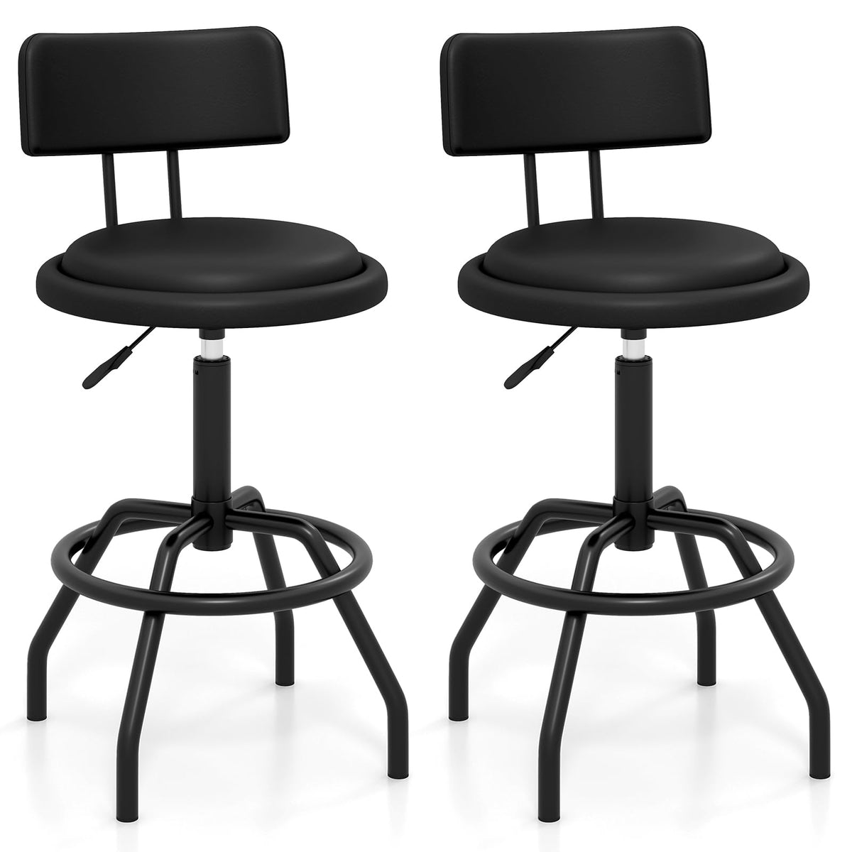 Goflame Swivel Bar Stools Set of 1/2/3/4, 24.5"-29" Height Adjustable Counter Height Chairs w/Back