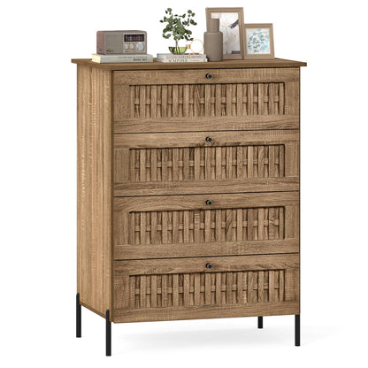 Goflame 4-Drawer Dresser with Interlocking Mechanism and Metal Legs for Bedroom