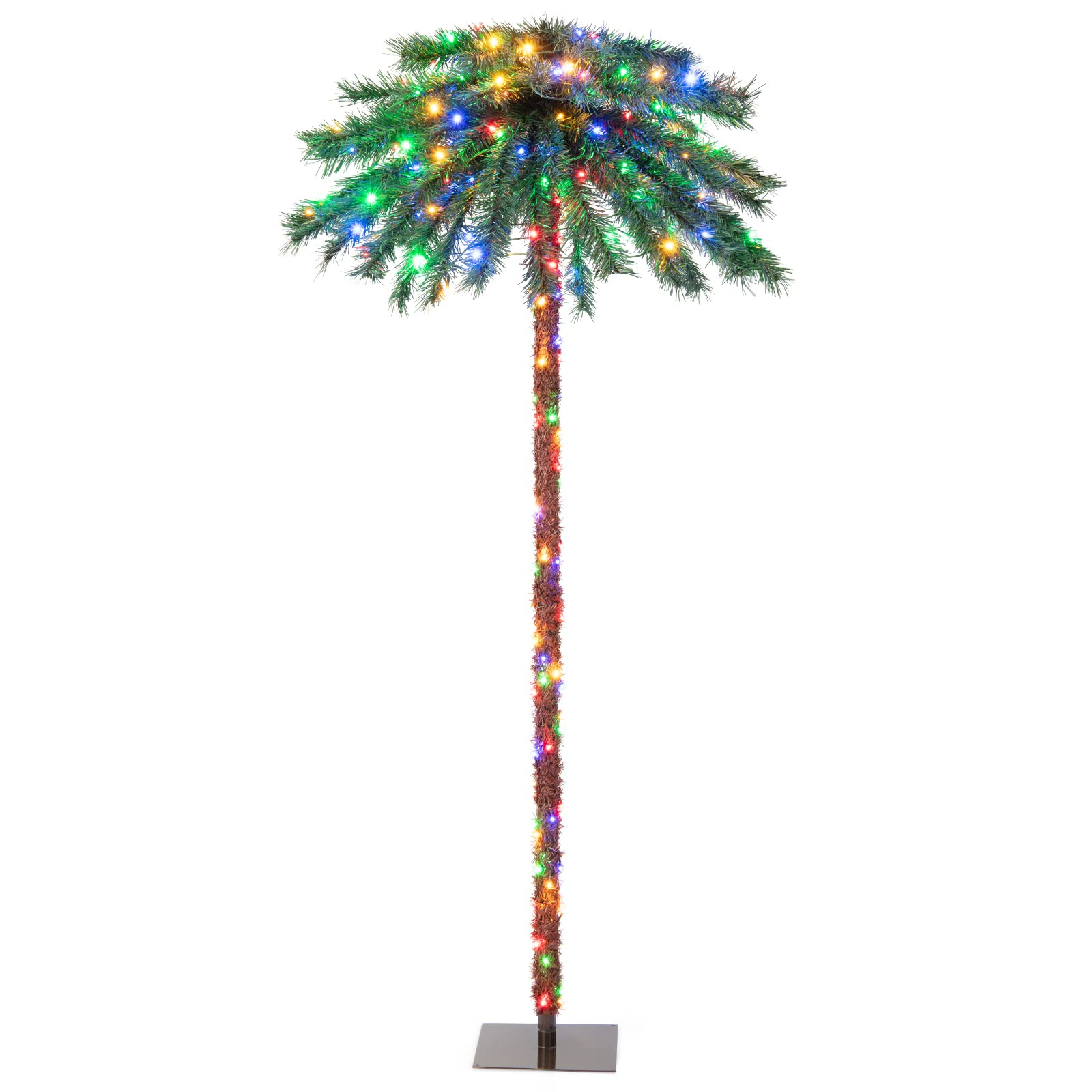 Goflame 6 FT Pre-Lit Artificial Christmas Tree, Lighted Xmas Palm Tree W/ 210 Multi-Color LED Lights - GoflameUS