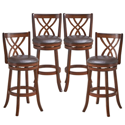 Goflame Brown Bar Stools PU Leather Cushioned Seat and Footrests, for Kitchen Island