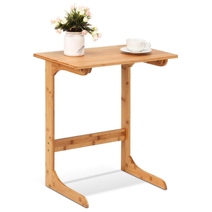 GOFLAME Bamboo Side Table with Painted Surface for Home Office Use