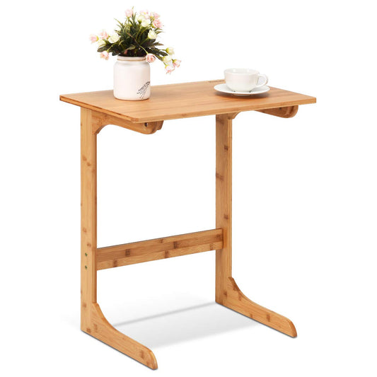 GOFLAME Bamboo Side Table with Painted Surface for Home Office Use