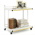 Goflame Mobile C-Shaped End Table - 2-Tier Sofa Couch Bed Side Table w/Open Storage Shelves & Golden Edge Banding