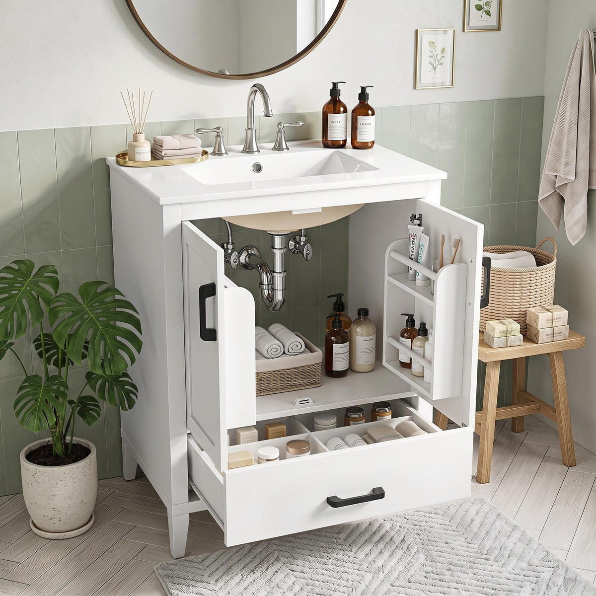 Goflame 24.5" Bathroom Vanity with Ceramic Sink Combo