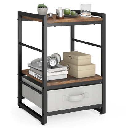 Goflame Industrial Nightstand with Storage Drawer for Bedroom
