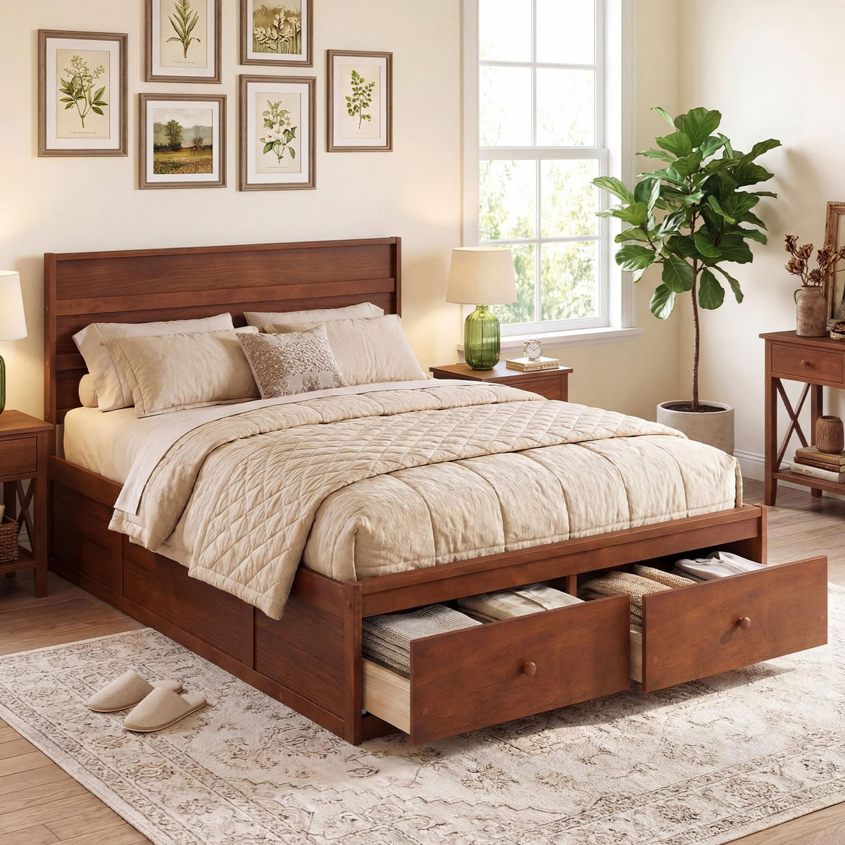Goflame Bed Frame with Storage Drawers