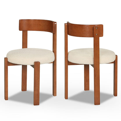 Goflame Wooden Dining Chairs Set of 2/4 Teddy Fleece Upholstered Boucle Kitchen Chair w/Curved Backrest