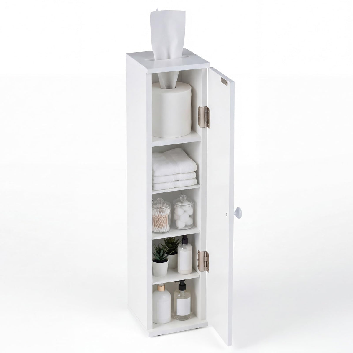 Goflame Small Bathroom Storage Cabinet with Door and Removable Shelves