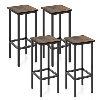 Goflame Bar Stools Set of 4, 26" Backless Barstools with Metal Legs & Footrest, Breakfast Bar Dining Chairs