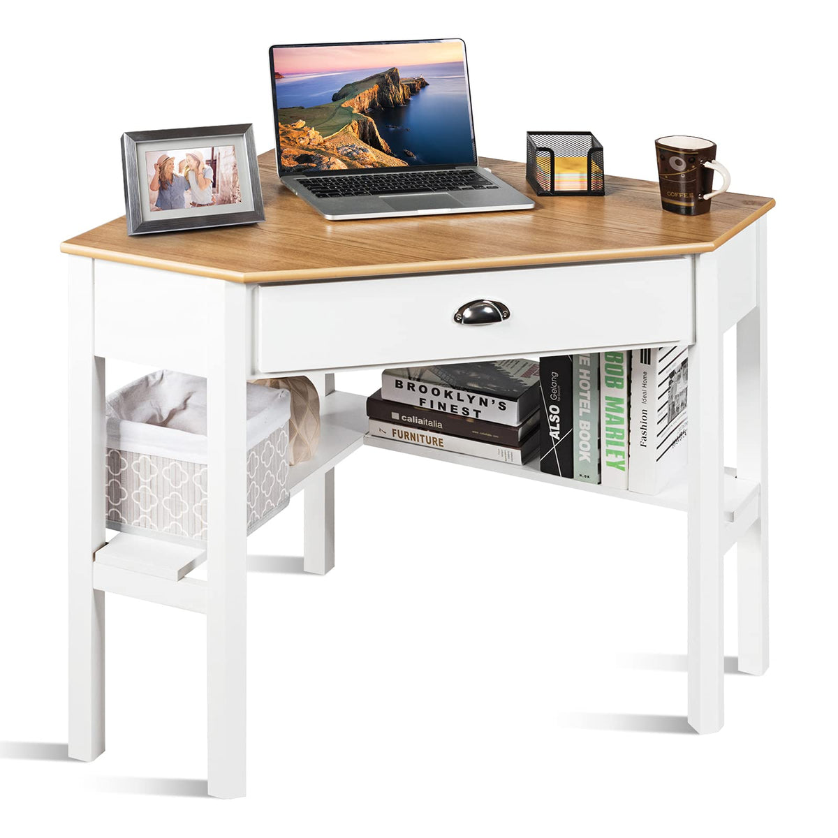 GOFLAME Computer Corner Desk for Small Space Home Office