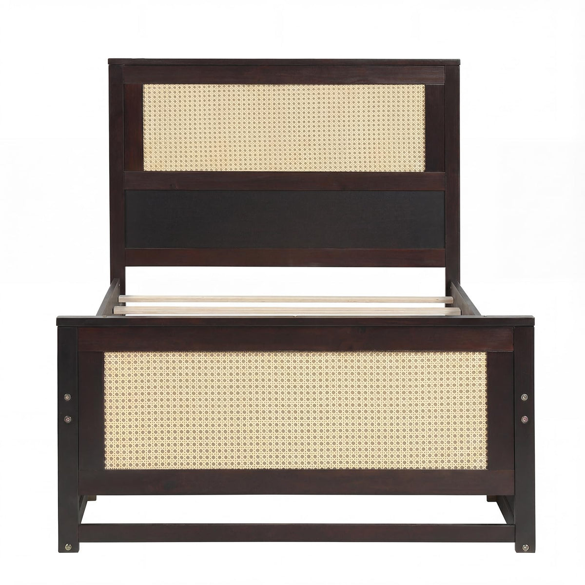 Goflame Full/Twin Size Rattan Bed Frame with 2 Storage Drawers