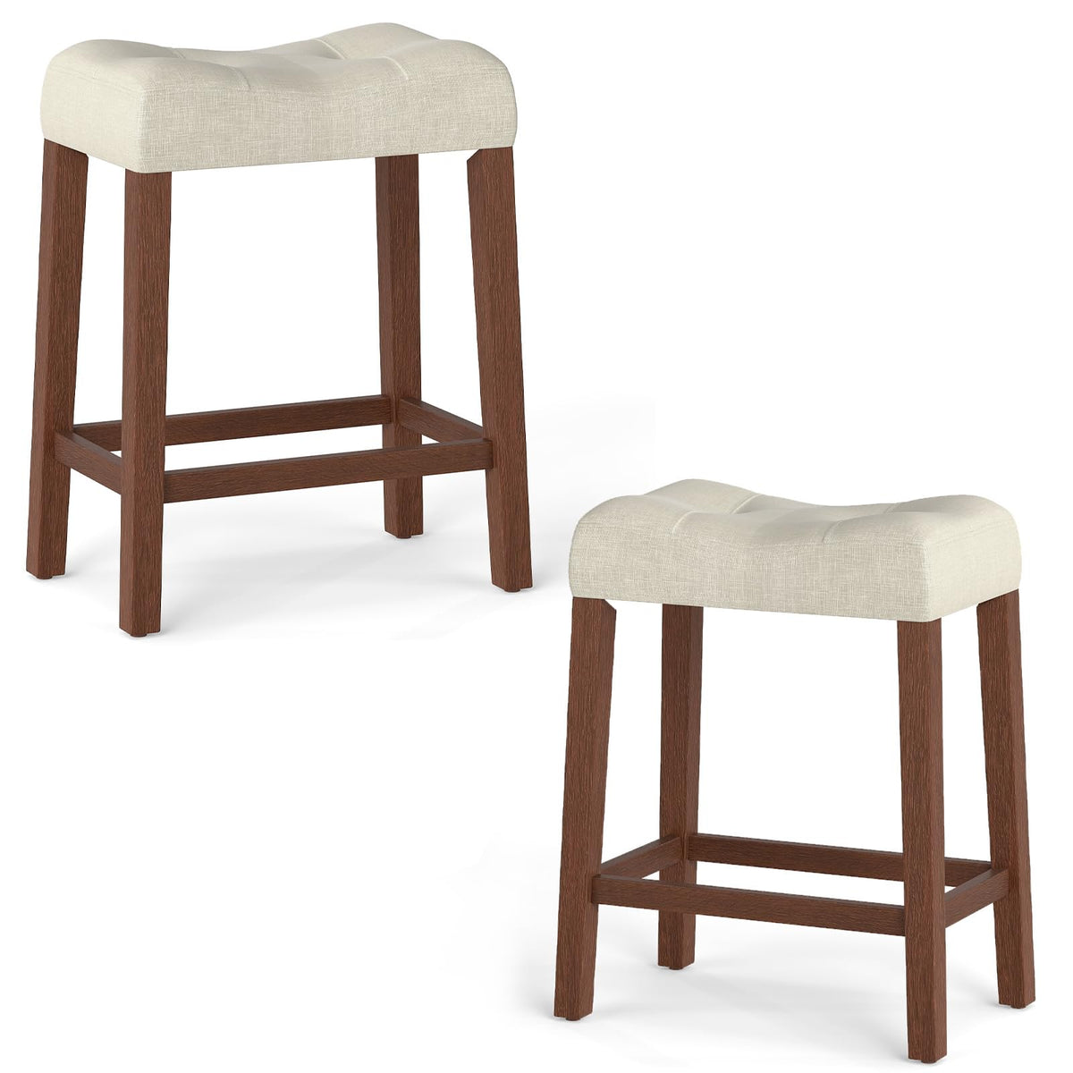Goflame 24" Bar Stools Set of 2/4, Upholstered Counter Height Saddle Bar Stools