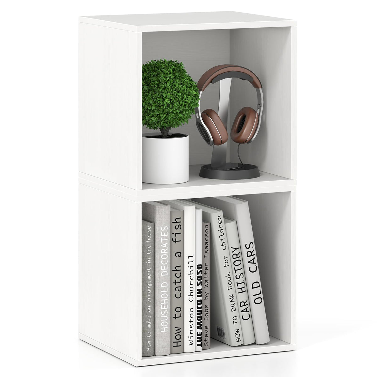 Goflame White Cubby Bookcase