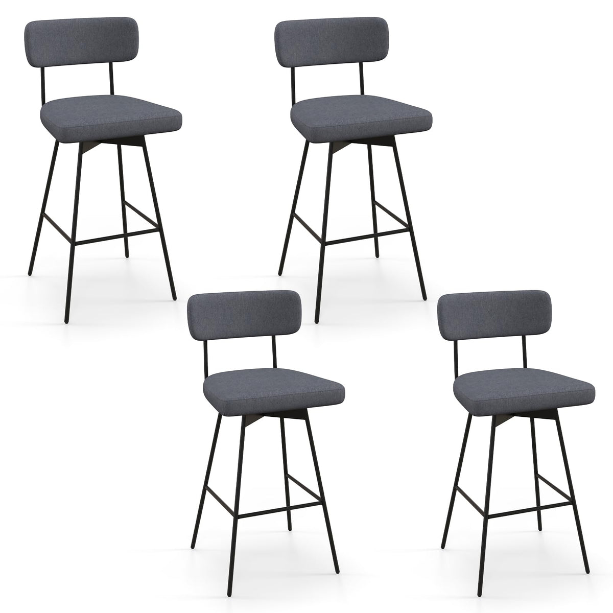 Goflame Swivel Bar Stools, Upholstered Bar Height Bar Chairs w/Padded Seat & Backrest