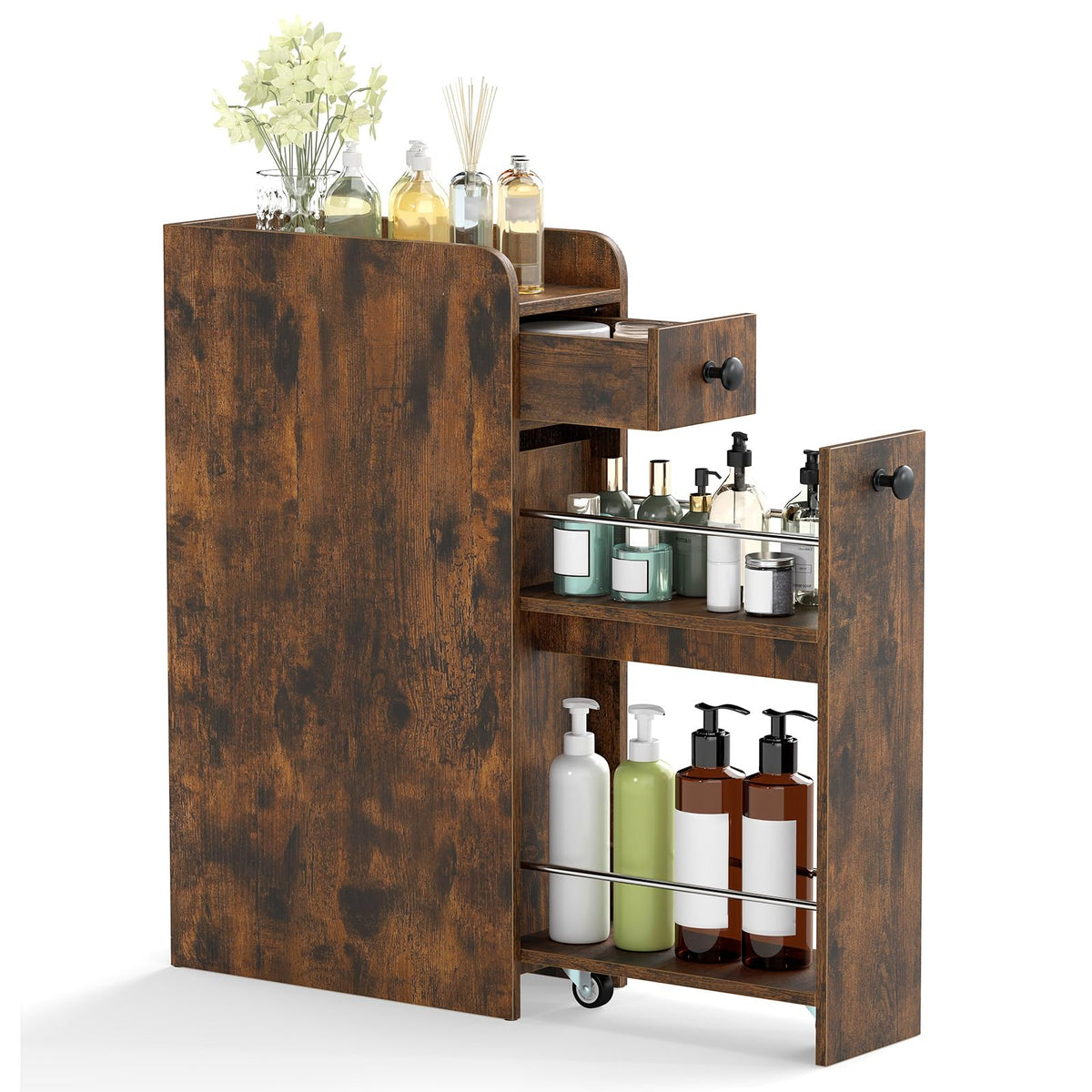 Goflame Slim Bathroom Storage Cabinet for Living Room