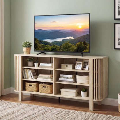 Goflame 59" TV Stand for TVs Up to 55 Inches | Modern Entertainment Center with Adjustable Shelves