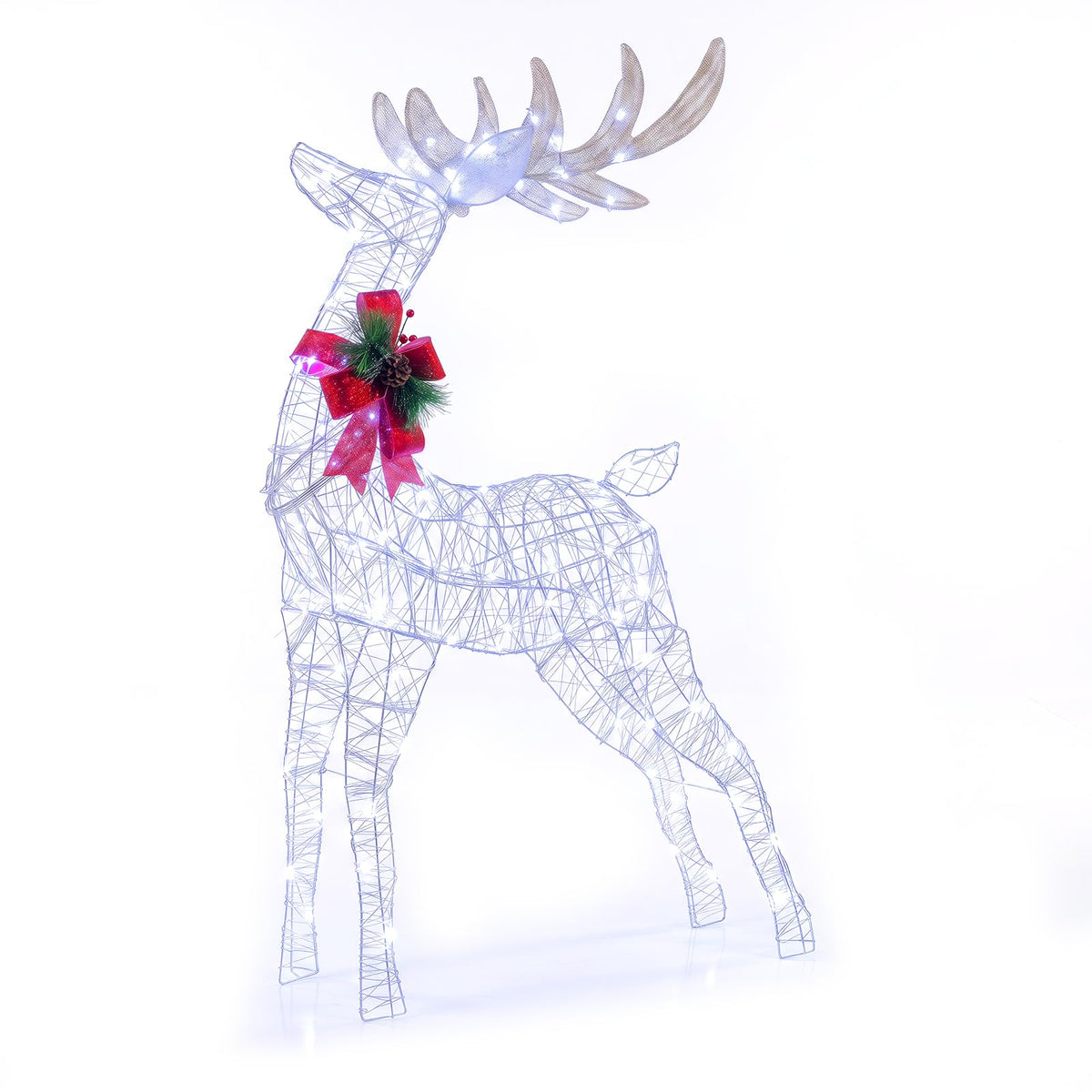 Goflame Lighted Christmas Reindeer | 4.4 FT Pre-Lit Xmas Holiday Decoration