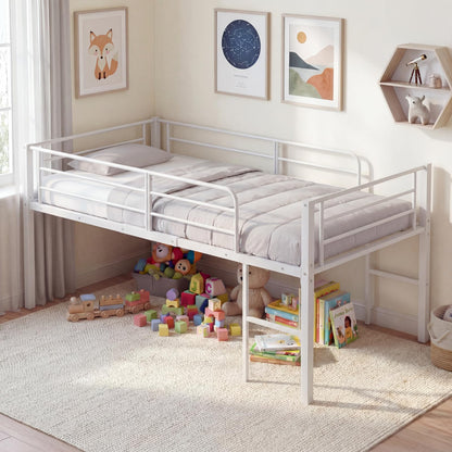 Goflame Twin Low Loft Bed | Metal Bed Frame with 21.5" H Under-Bed Space